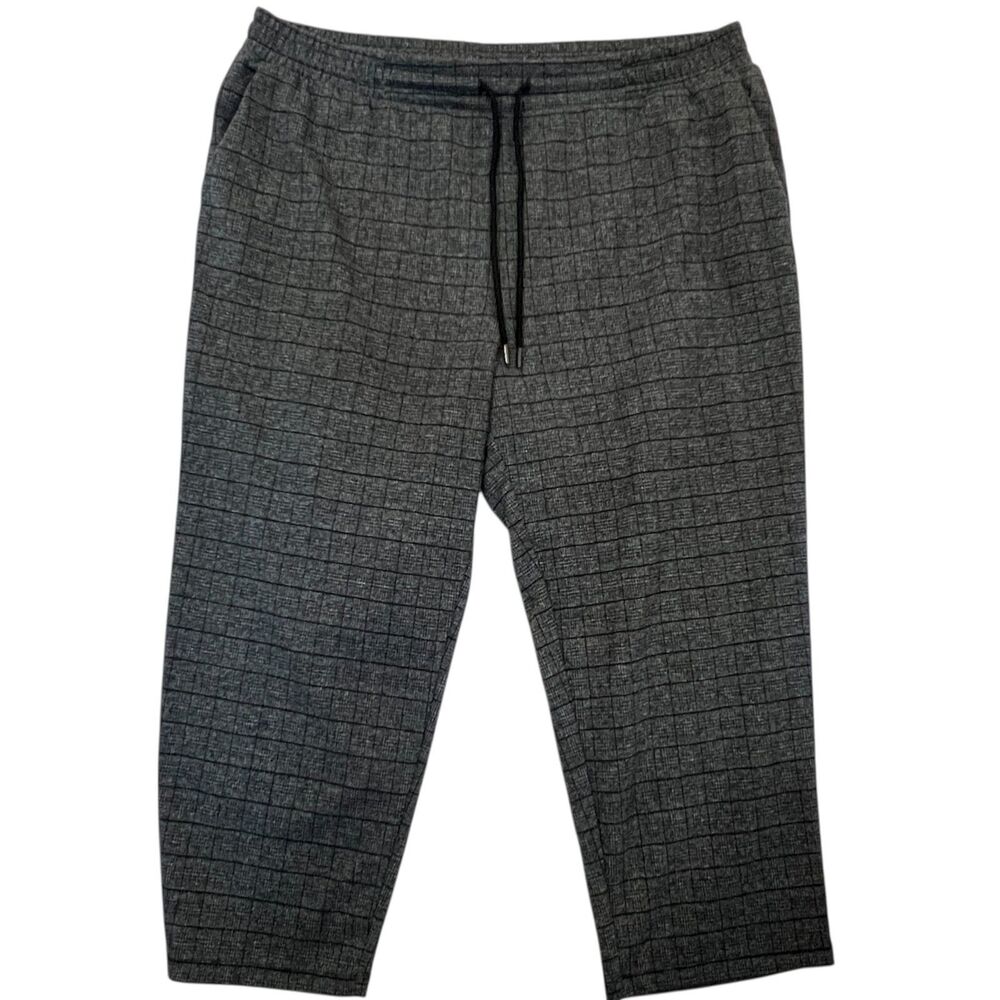 A New Day Womens Checker Print Size 2X Jogger Gray Elastic Waist Drawstring